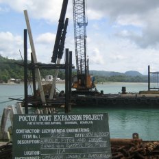 PSC Pile Driving using Diesel Hammer on Barge Crane